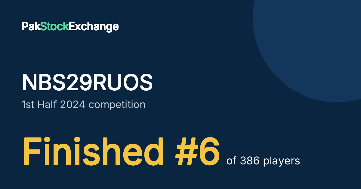 NBS29RUOS: Finished #6 of 386 players in the 1st Half 2024 competition